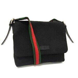 GUCCI Sherry Line Messenger Bag black techno canvas leather crossbody